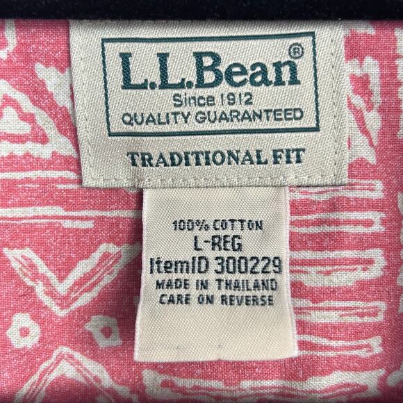 L.L. Bean shirt men's Large button down short sleeve Tropics camp Dad batik - Picture 8 of 9